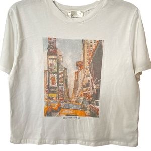 French Pastry New York City Graphic Crop Top Cream NWT Medium